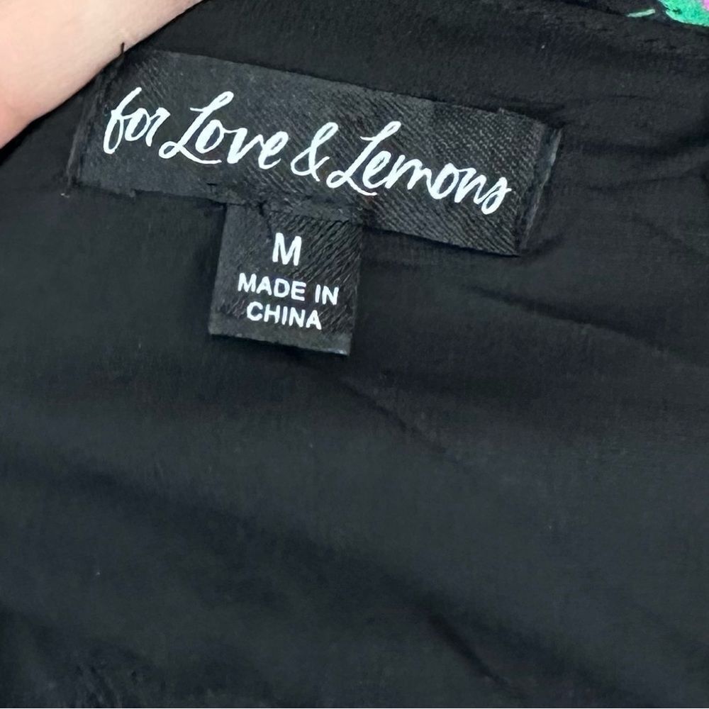 For love and Lemons Robin Floral Black Linen Tie Straps Mini Dress Size M - Picture 5 of 7